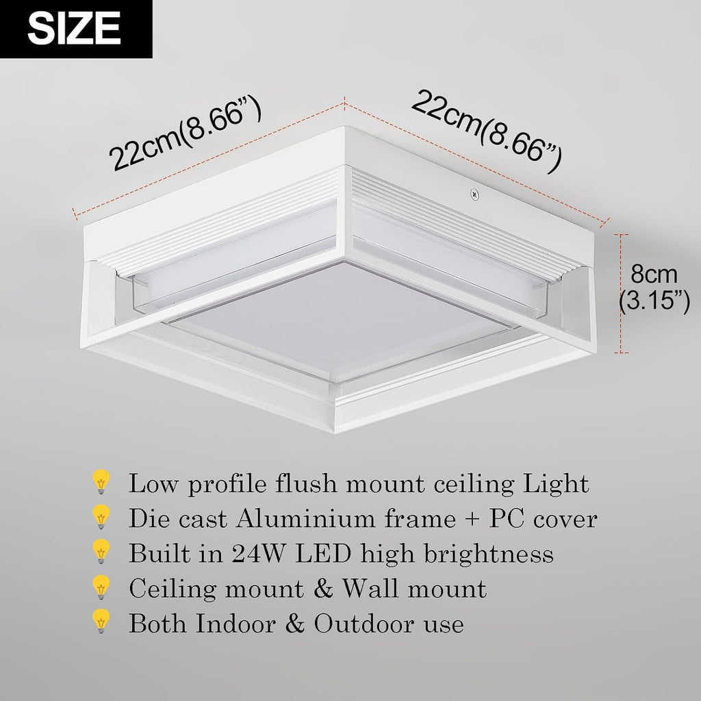 Modern White LED Flush Mount Ceiling Light Outdoor