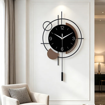 Wall Clock with Pendulum Large Silent Battery Clock Decor