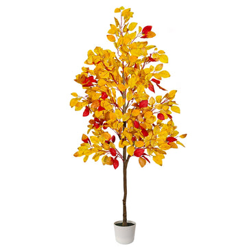 Artificial Ficus Tree, 6FT Fall Tree with Pot for Fall Room Decor