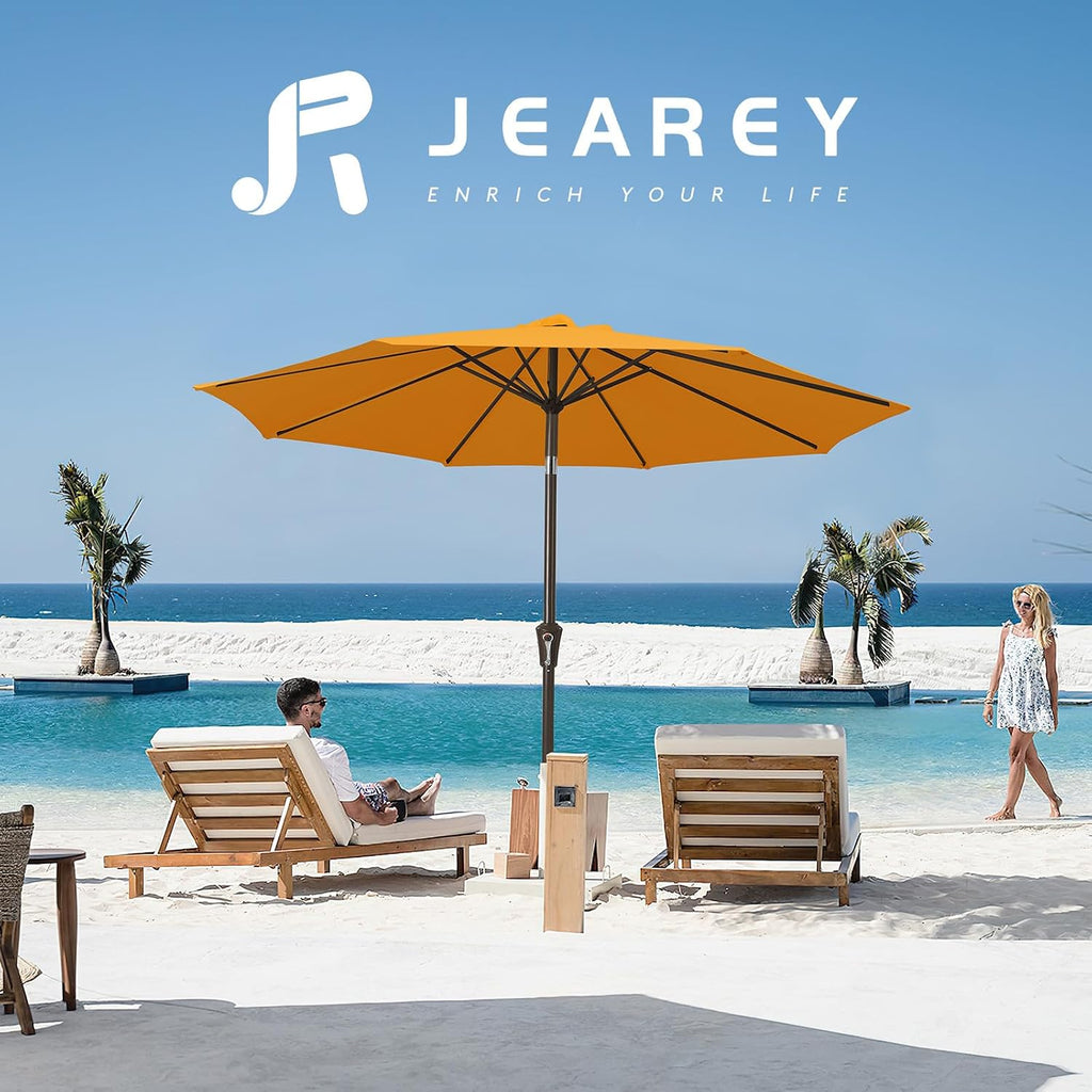 10FT Outdoor Patio Umbrella Outdoor Table Umbrella with Push Button Tilt and Crank - Light Orange