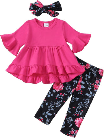 Baby Toddler Girl Clothes Ruffle Top Pants Outfit Set