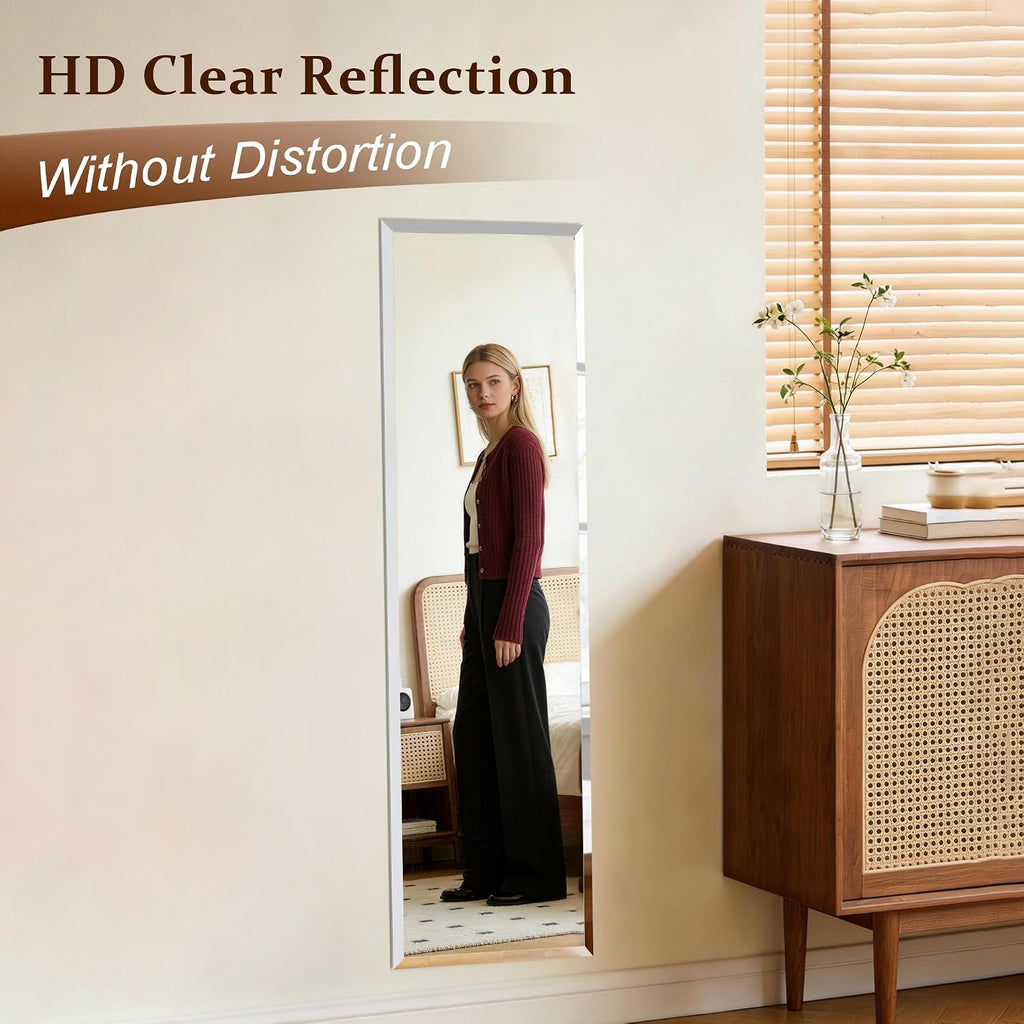 Frameless Mirror Full Length 51"x16", Wall Mount Mirror Full Length Beveled Edge Rectangle Mirrors Large