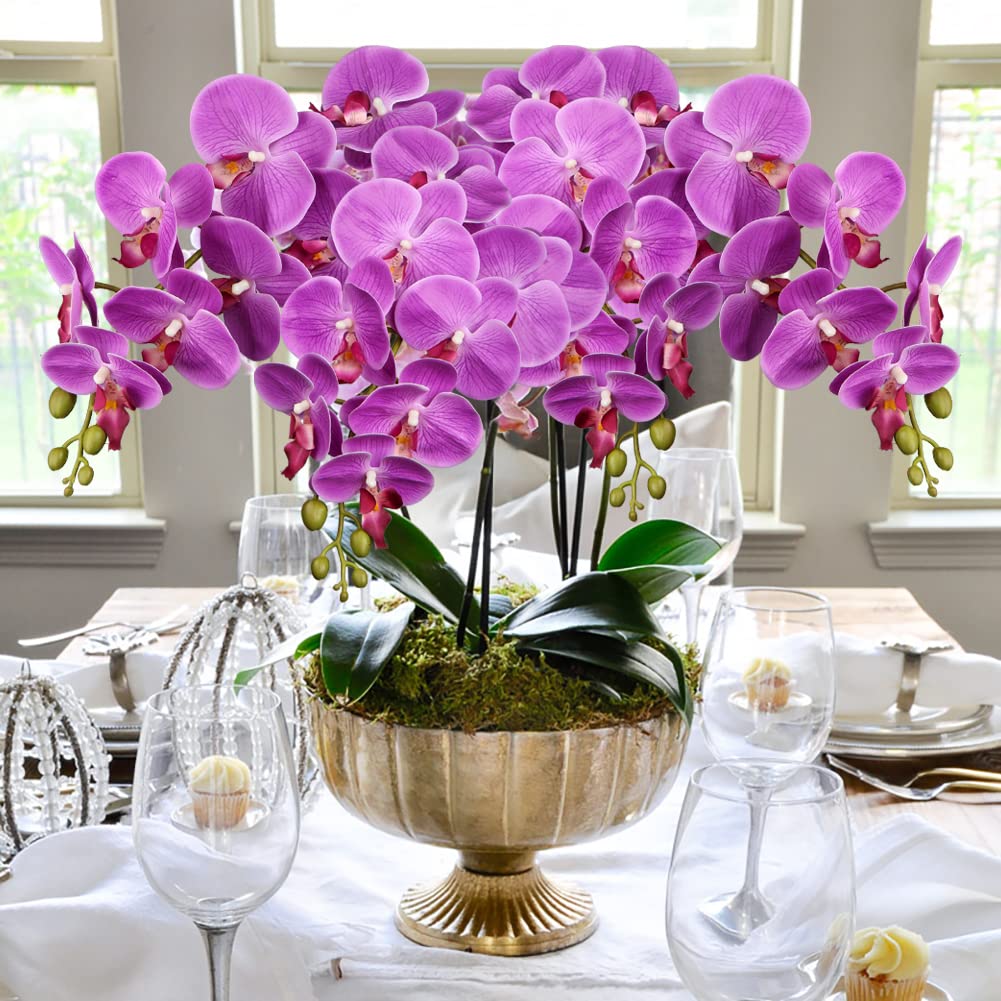 Blooming Phalaenopsis Orchid 31.5" Tall Real Touch Artificial Orchid with 9 Large Fake Orchids Artificial for