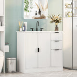 Freestanding Bathroom Vanity with Ceramic Sink, Large Storage Cabinet with Drawers