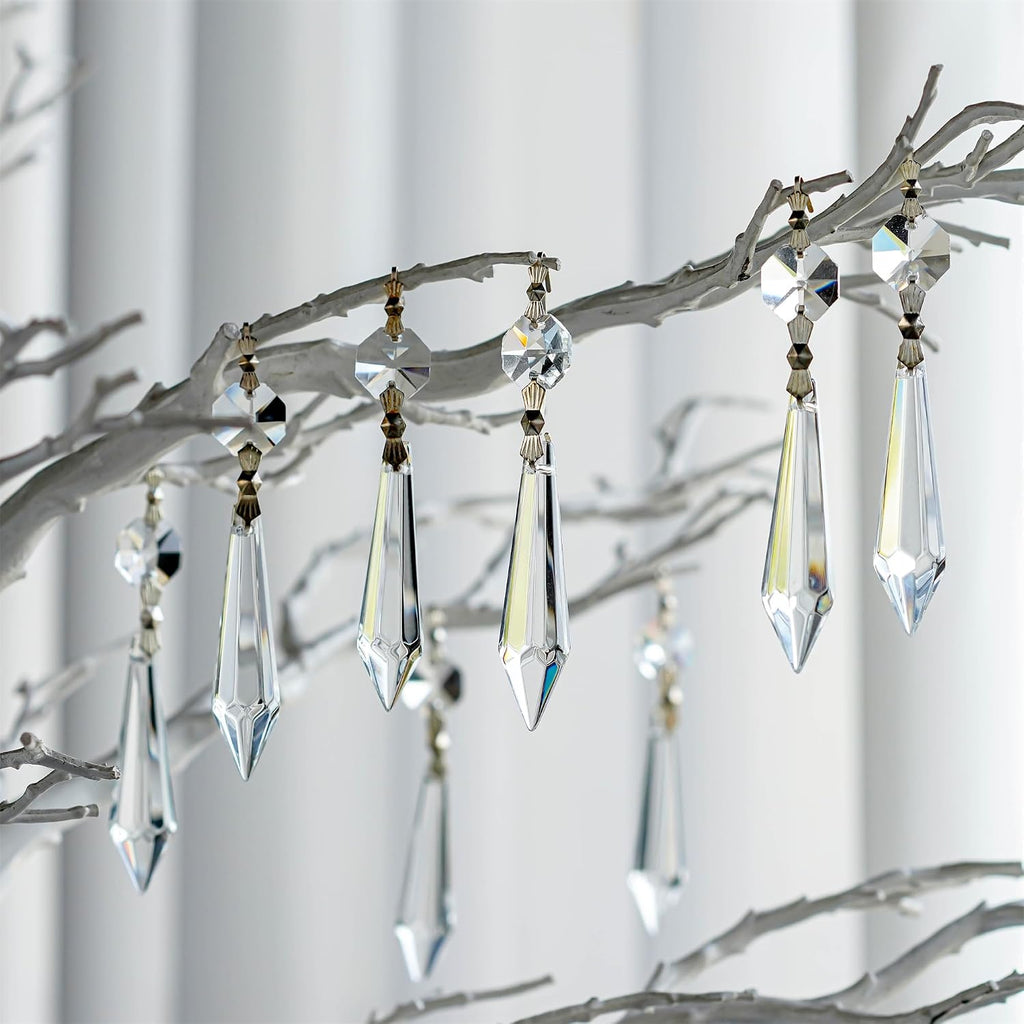 20 Pcs 55mm Clear Crystal Icicle Prisms Chandelier Hanging Lamp Decor - Clear Crystal Icicle Prisms Pendants