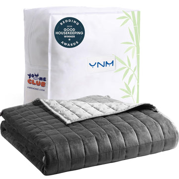 Exclusive Weighted Blanket, Cooling Bamboo & Cozy Velvet Dual-Sided, Smallest Compartments with Glass Beads, Ideal