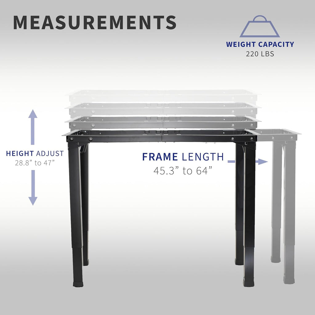 Black 4-Leg Dual Motor Standing Desk Frame, DESK-E4B | Electric, For Table Tops up to 84 x 43 inches and 220 lbs