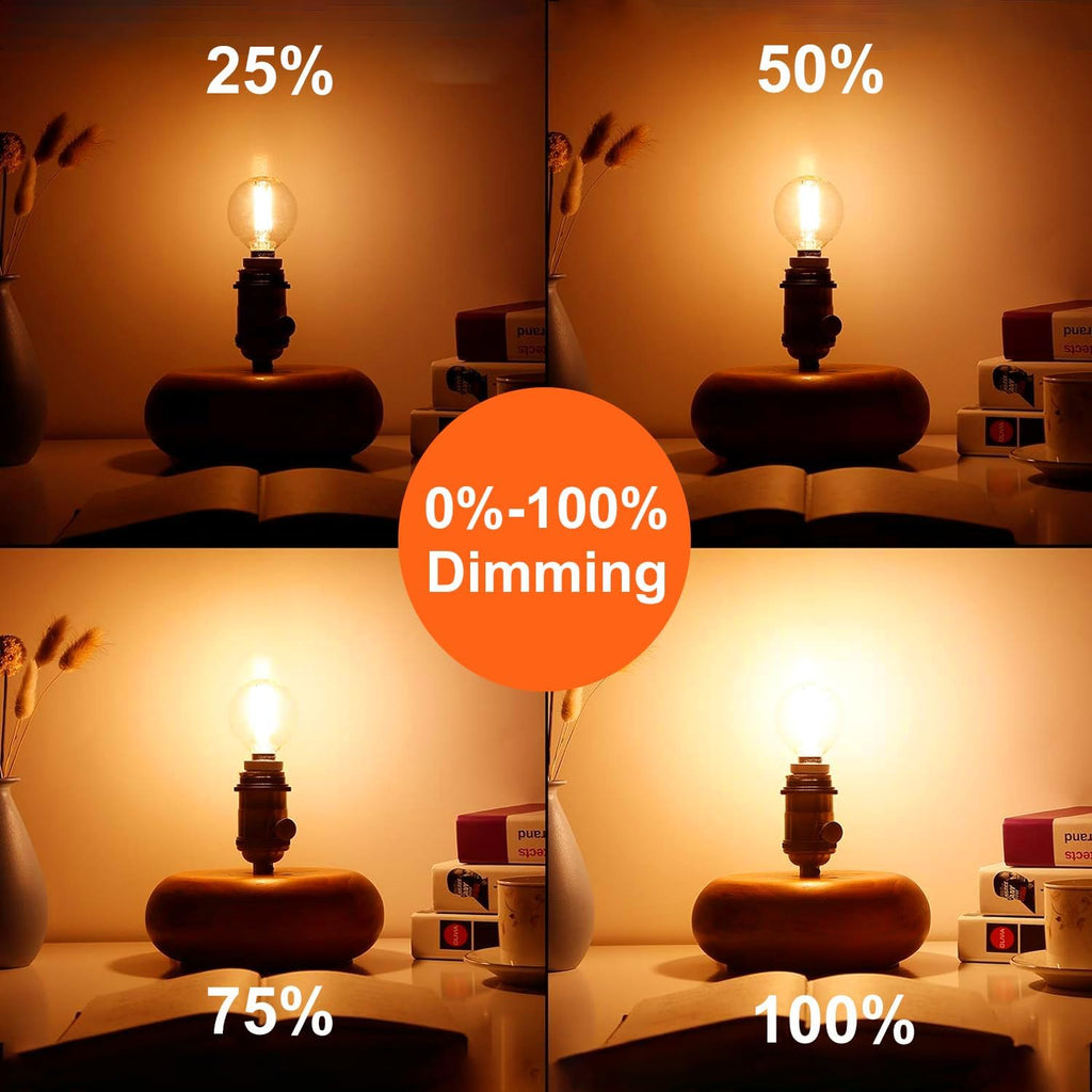 G16.5 LED Bulb 60w Dimmable 2700k Warm White 5W 120V, 3 Pack High Output Led G16.5 Clear Globe Bulb, No Flicker G