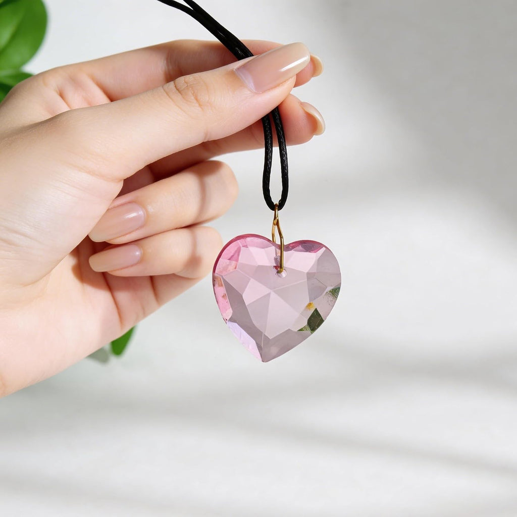 12pcs Crystal Heart Prism Suncatcher Glass Heart Window Prisms Sun Catchers - Crystal Heart Prism Chandelier Drop