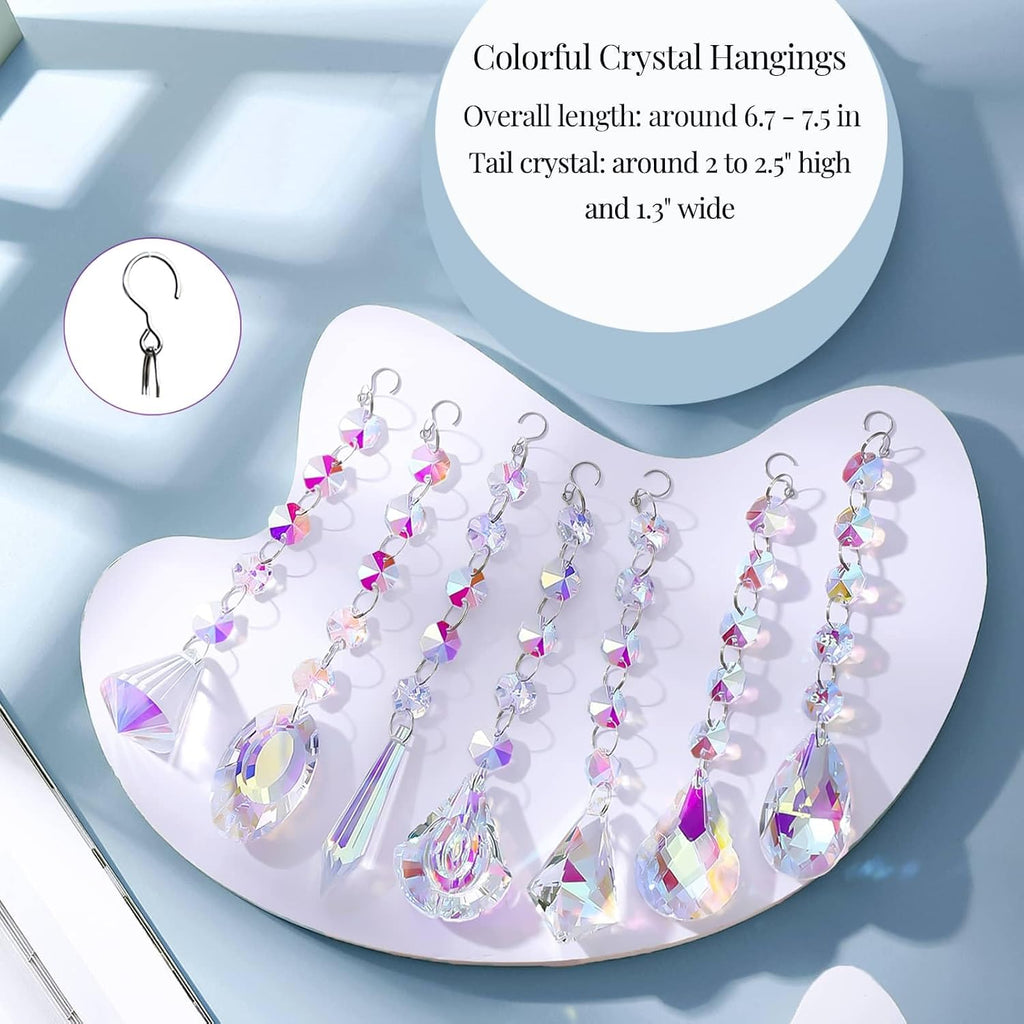 Sun Catchers with Crystals, 7 Pcs Hanging Crystals Suncatchers for Windows