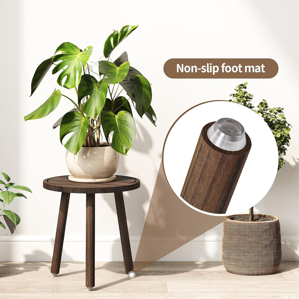 Plant Stand Indoor - 3-Pack Taller Single Wood Plant Stand for 6-12 Inch Pots, Mid-Century Modern Plants Stool for