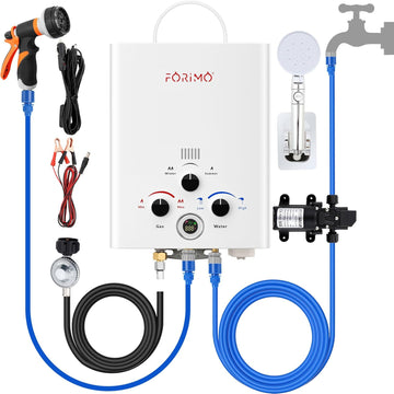 Tankless Water Heater Propane, 2.11GPM 8L Outdoor Portable Water Heater, with 2 GPM Water Pump