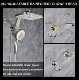 High Pressure Rain Shower Head: Upgrade Shower Heads with Handheld Spray Combo with Fixed Showerhead and 10 Sprays