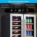 Wine and Beverage Refrigerator, 24 Inch Dual Zone Wine Cooler with Glass Door&Lo