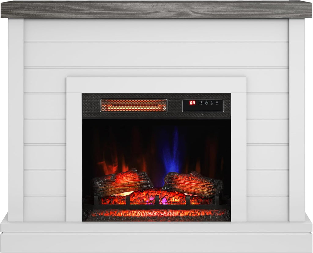 Wall Mantel Electric Fireplace, Bright White