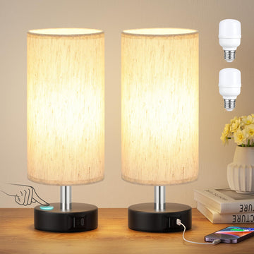 Small Table Lamps set of 2 - Touch Lamps with 3 Way Dimmable