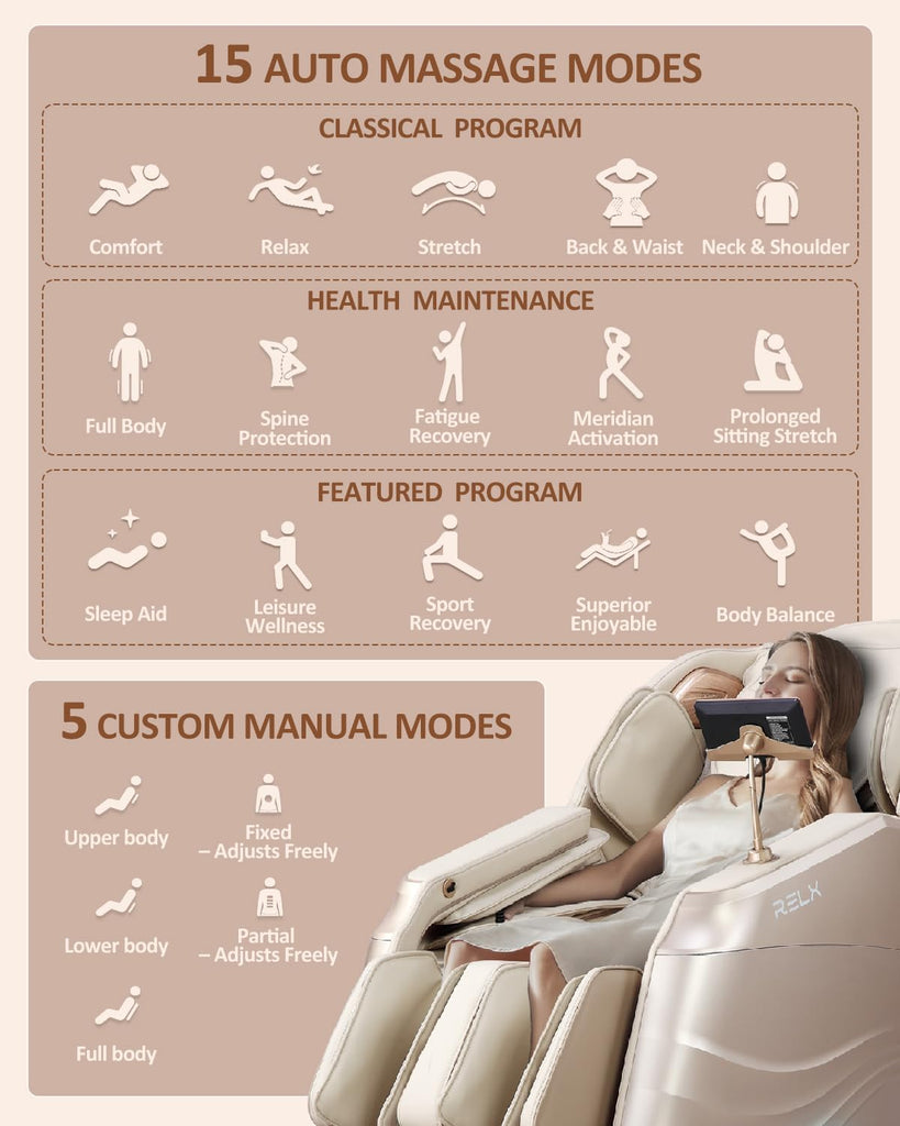 Massage Chair Full Body with Body Scan, Zero Gravity, SL-Track, Cream | 20 Modes Shiatsu Massage Chair Built-in Heat