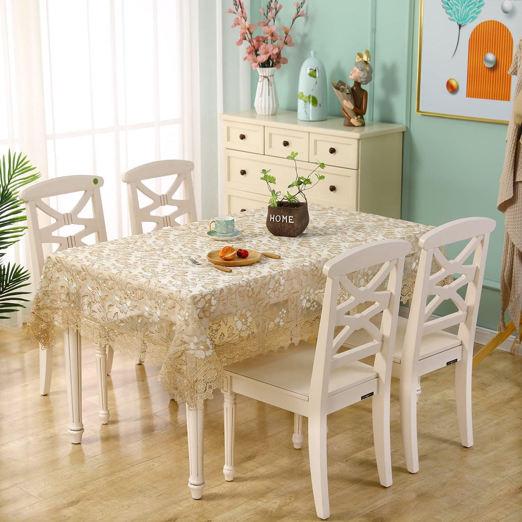 Lace Embroidered Rectangle Tablecloth - Boho Table Cloth Rustic Fabric Retro Lace Tablecloth Picnic 