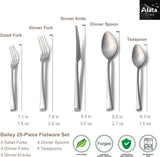 Bailey 20-Piece Forged Stainless Steel Flatware Set Cutlery Set,Service for 4,Matte Satin Finish,Dishwasher Safe…