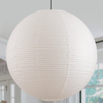 Inspired Noguchi Style Large Paper Lantern Lamp Shade, 23.6in White Round Lampshade Only