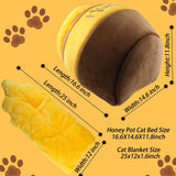 Honey Pot Cat Cave Bed, Soft and Thick Rebound Sponge Pet Nest with Removable & Washable Cushion