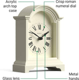 Bistro Mantel Clock - Small Classic Arch top Carriage Clock Design - Pale Cream - Contemporary Classic Style for Mantel, Desk, Table,...