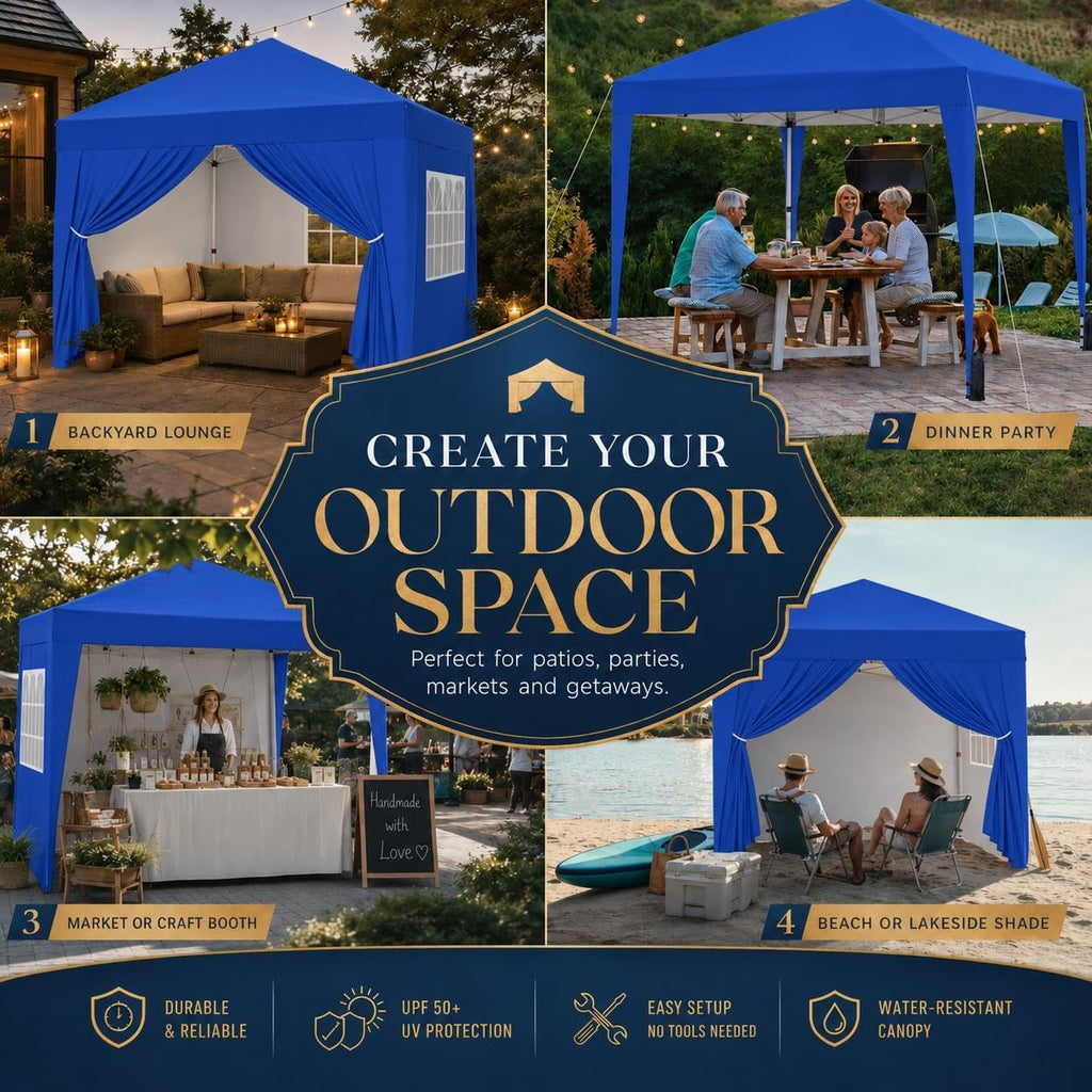 10x10 Pop Up Canopy with 4 Removable Sidewalls, Portable Enclosed Instant Tent, Waterproof Outdoor Tent