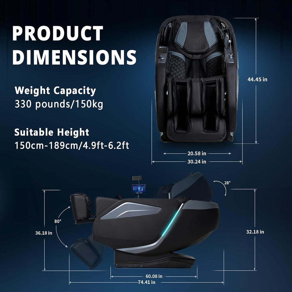 4D Massage Chair Full Body Zero Gravity Recliner,55" SL-Track Massage Chair | 15 Auto Modes,11 Technique,40 Airbags
