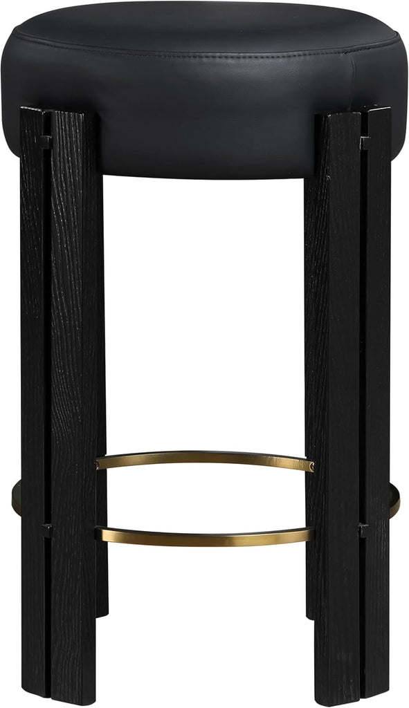 816Black-C Harrison Collection Modern | Contemporary Counter Stool with Soft Black Vegan Leather, Rich Black Finish