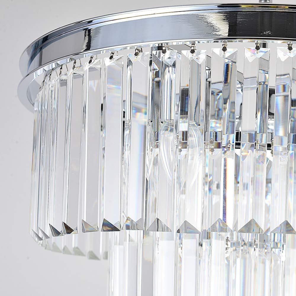 Inspired Odeon Style 4-Light Chrome Crystal 3-Tier Modern Chandelier