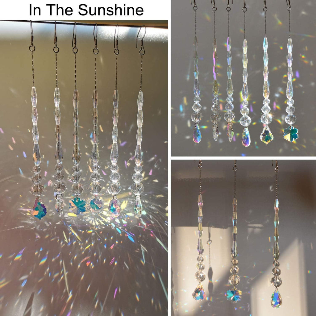 Chandelier Crystal Ornaments Hanging Crystal Pendant Beads Garland for Christmas,Wedding,Home Decoration -6Pcs