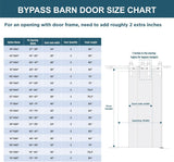 Double 30x80 in Door, for 51"x80" Opening, Solid Wood Panelled Bypass Barn Door with Sliding Hardwar