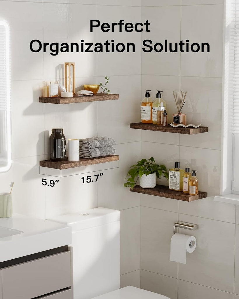Floating Shelves, Paulownia Wood Wall Shelves /Living Room/Bedroom/Kitchen/Home Office, Natural Wood Floating Shelf
