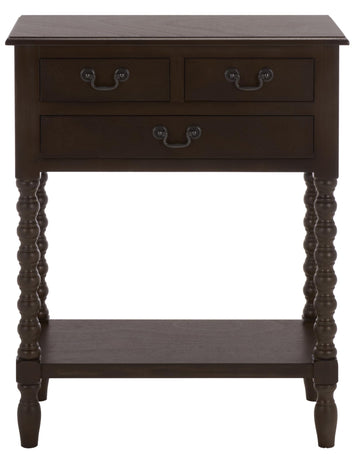 Athena 3-Drawer Console Table - Dark Chocolate - Solid Wood - Farmhouse Classic Design - Ideal, 23.5" W