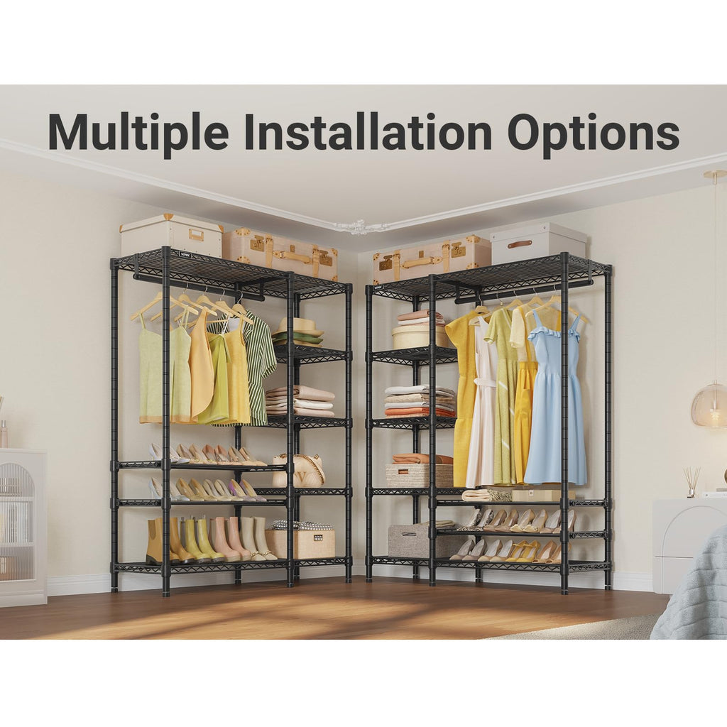 V7S Portable Closet for Hanging Clothes Heavy Duty Rack with Shelves