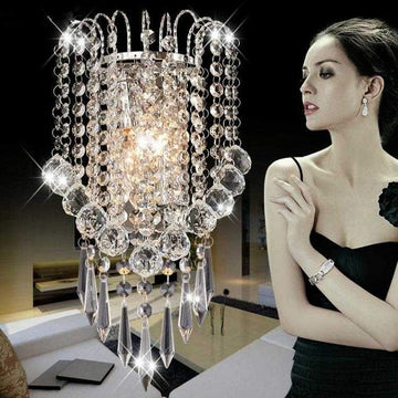 Crystal Wall Light with Crystal Balls Drops Decorative Chrome Modern Besides Wall Lamp Sconce E12*2 Lights for Home