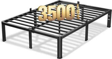 18 Inch Full Bed Frame, 3500Lbs Heavy Duty Metal Platform with Round Corner Legs Mattress Slide Stopper