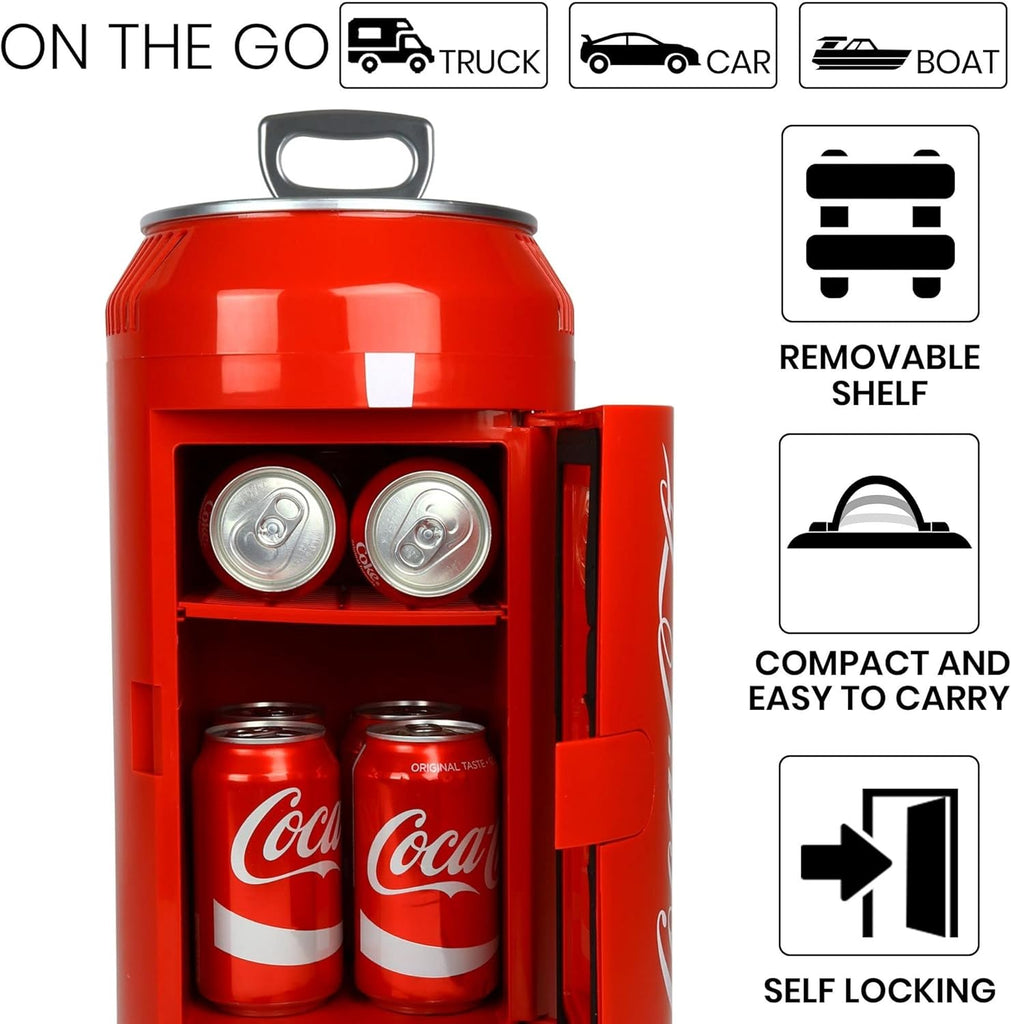 8 Can Portable Mini Fridge, 5.4L (5.7 qt) Compact Personal Travel Fridge for Snacks Lunch Drinks Cosmetics, Includes