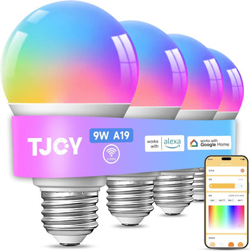4 Pack Smart Light Bulbs, Bluetooth WiFi Led Bulb Work with Alexa &Google Assistant, RGB Color Changing Alexa Bulbs