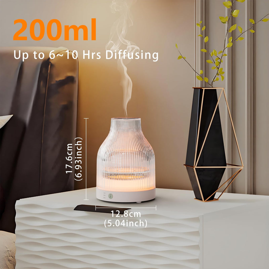 Glass Essential Oil Diffuser 200ml, 7-Color LED