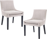 Modern Dining Chairs Set of 2, Upholstered Corduroy Accent Side Leisure Chairs with Mid Back and Wood Legs for