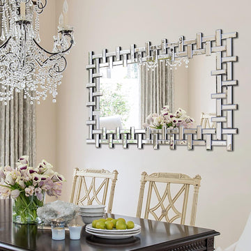 Decorative Mirrors for Wall, 47''x24'' Large Living Room Mirror with Beveled Glass Frame, Rectangle Accent Mirror