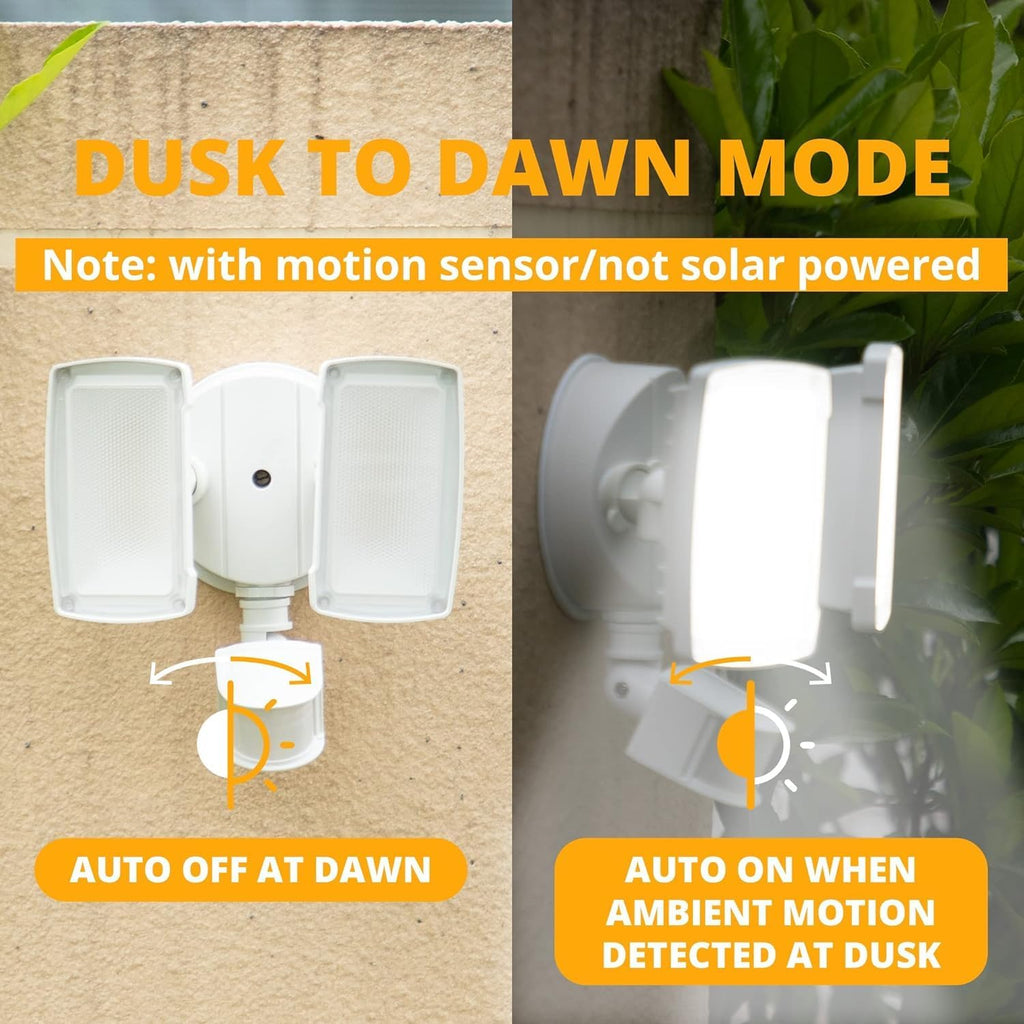 19W LED Security Lights Motion Sensor Light Outdoor, 2000LM Motion Flood Light, 5000K, IP65 Waterproof, 2 Adjustable
