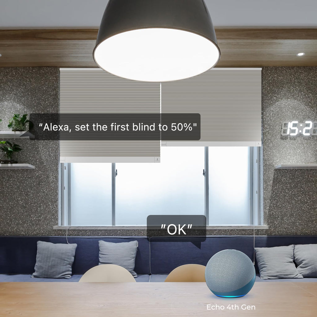 ZigBee Smart Blind, Motorized Blackout Window Shades with Remote, Cordless Honeycomb Blinds, Automatic Height