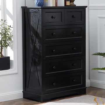 Farmhouse 6 Drawer Dresser, Dressers Chest of Drawer Organizer Storage, 48 Inch Tall Dresser, Wood Dressers Storage