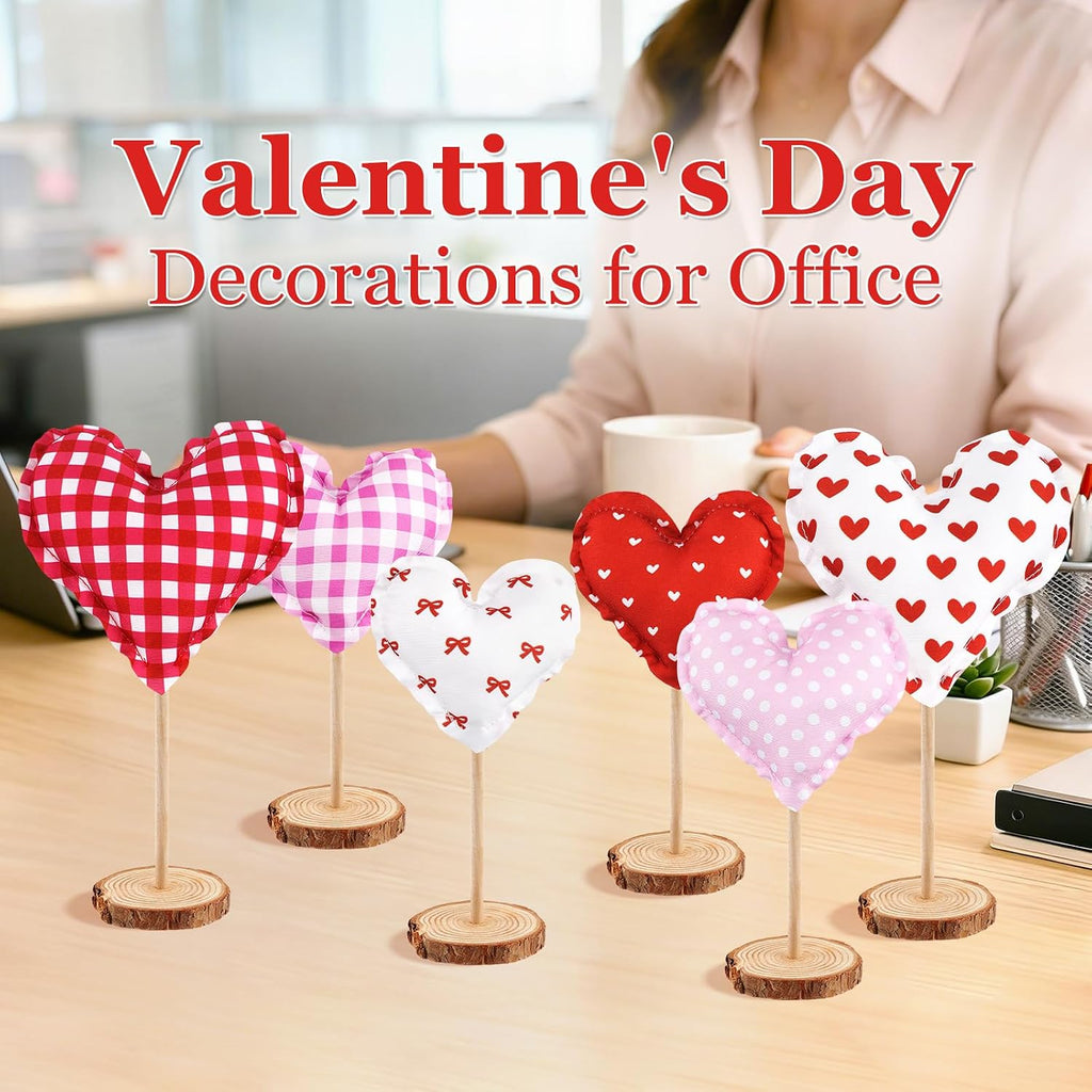 Valentines Day Decorations, Heart Valentines Home Decorations, Farmhouse Tabletop Centerpiece Valentines Day - Set of 6