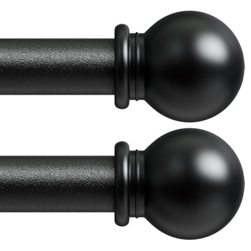 Curtain Rods for Windows 66-120 inch, Black Long Curtain Rods 2 Pack with Brackets, Adjustable 5/8 inch Curtain Rod