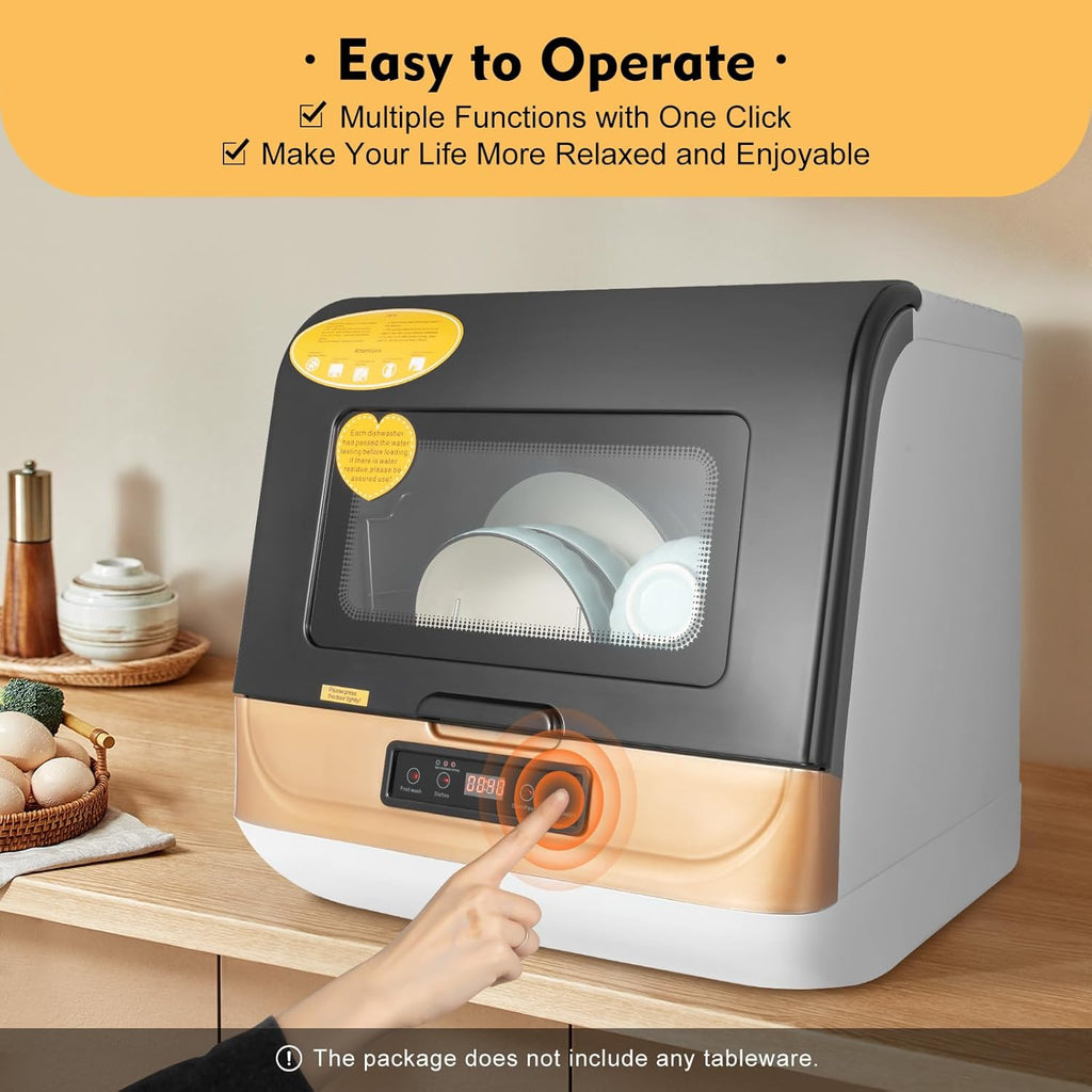 1200W 110V Portable Countertop Dishwasher, 5-Liter Compact Dishwasher