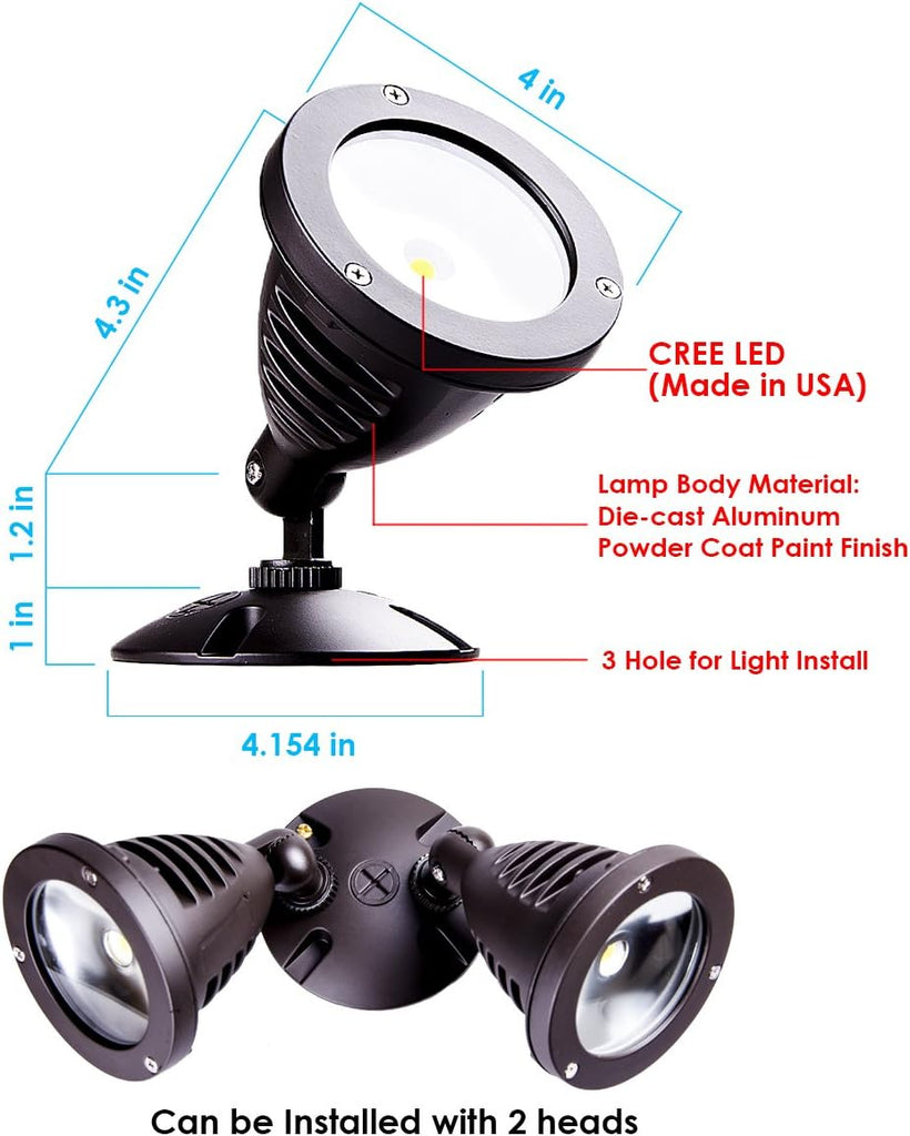 1100LM LED Flood Light, Landscape Spotlight, 5000K Outdoor Light Fixture | Exterior Flood Lights Fixture with CREE