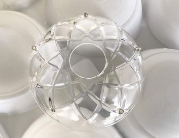 1 Piece -5 Side Holes, 4-Inch Asfour Chandelier Crystal 30% Lead Crystal Bobeche Lamp Chandelier Parts Cups W/Silver